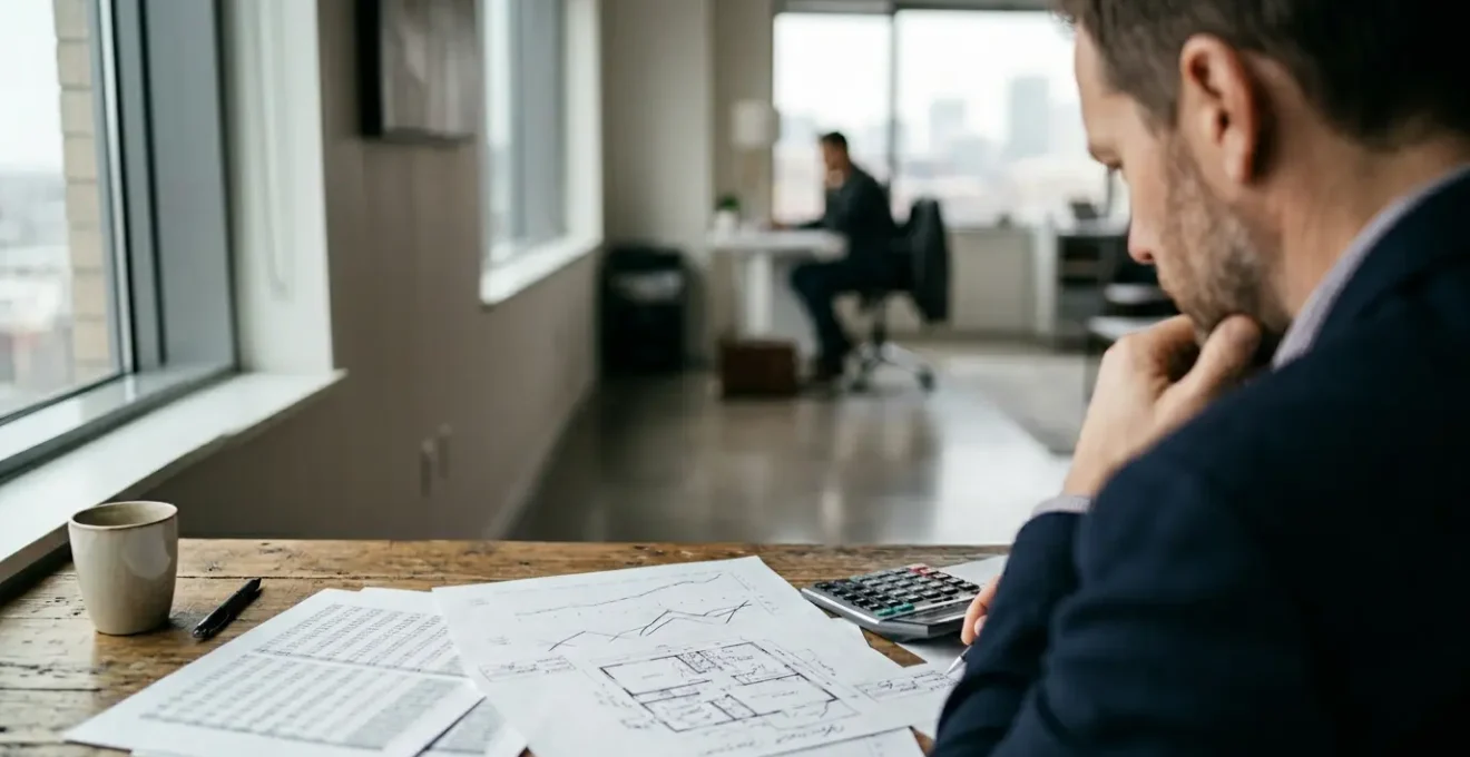 Investitore immobiliare che analizza il calcolo del cash flow reale su documenti finanziari