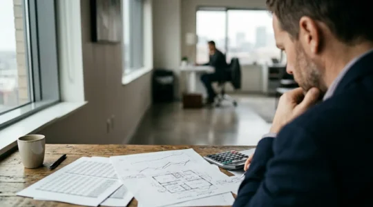 Investitore immobiliare che analizza il calcolo del cash flow reale su documenti finanziari