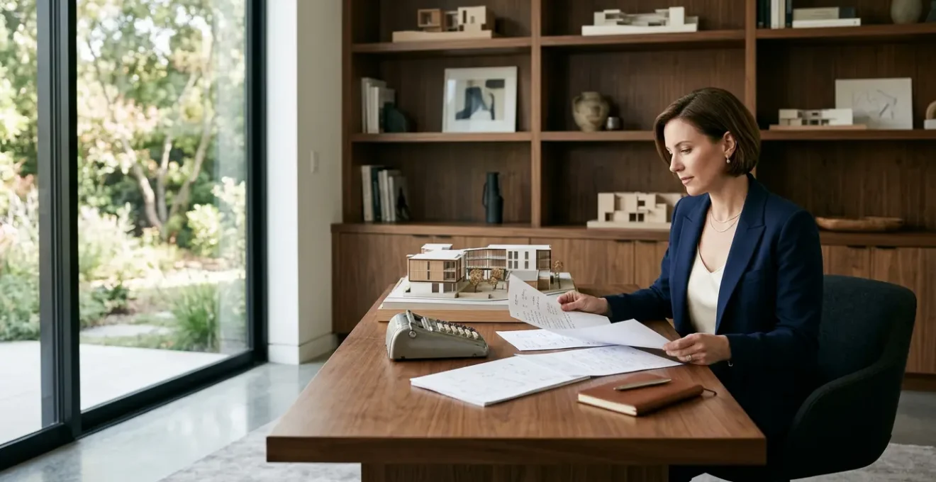 Proprietario immobiliare che analizza documenti e grafici per determinare il giusto canone di locazione