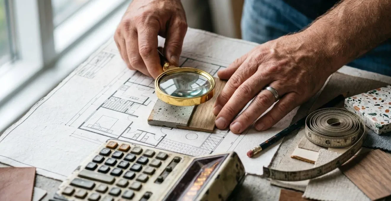 Professionista che analizza documenti catastali e mappe per valutazione immobiliare