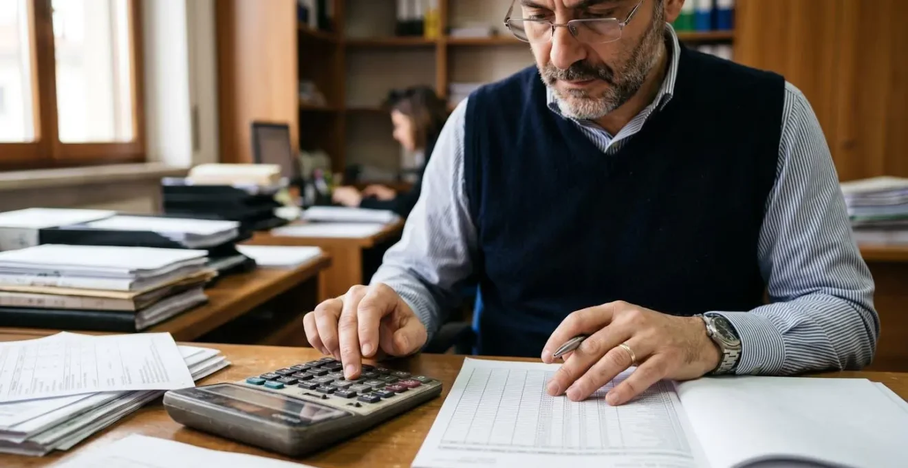 Professionista che analizza documenti fiscali e calcola la convenienza della detrazione