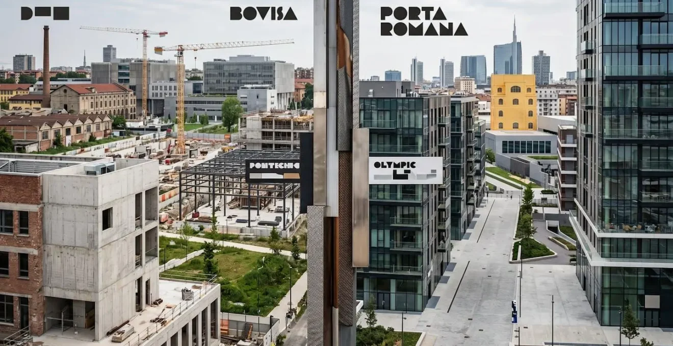 Confronto visivo tra i progetti di sviluppo urbano di Bovisa e Porta Romana a Milano