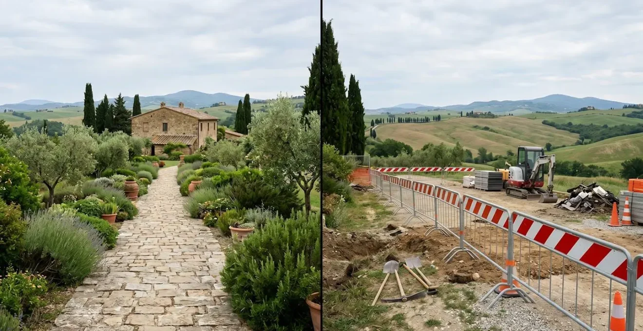 Rappresentazione visiva della differenza tra servitù permanente e pignoramento temporaneo su un immobile