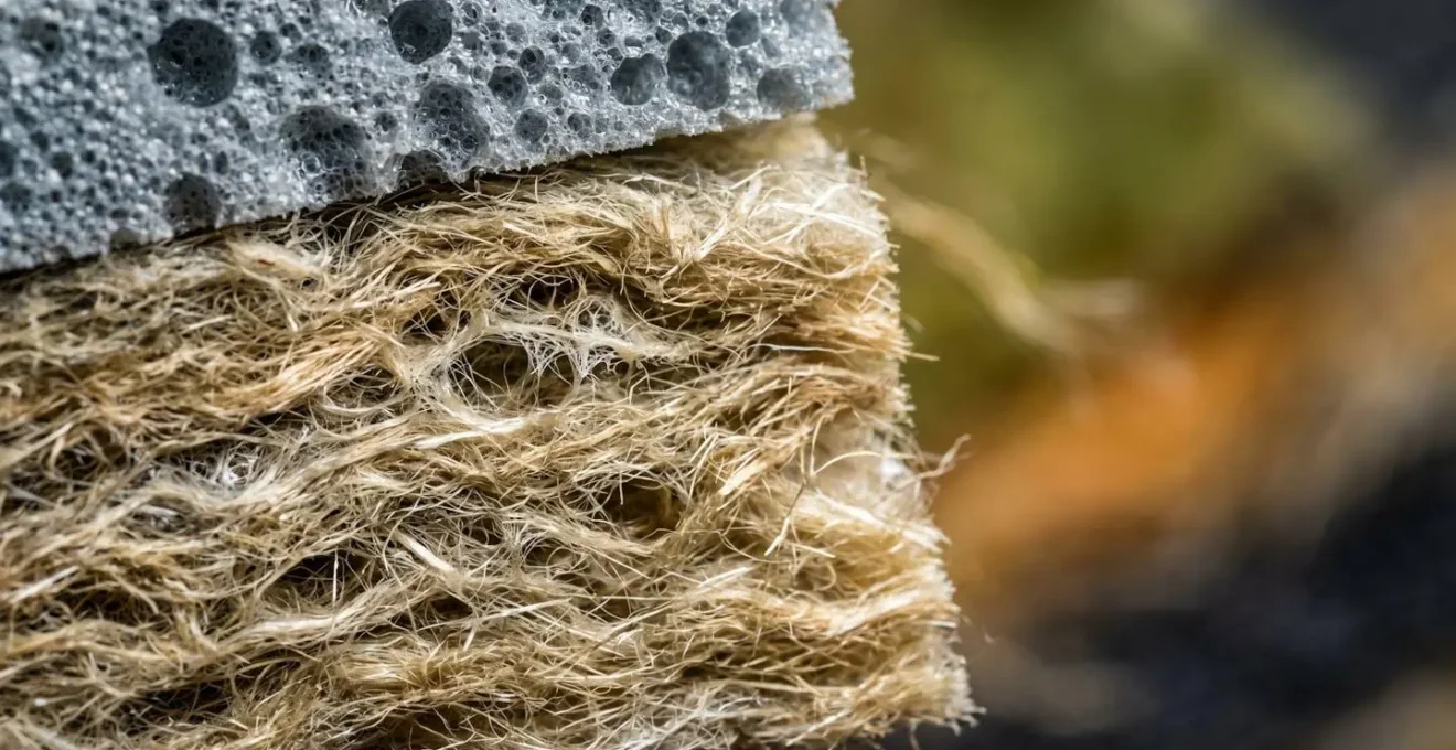 Dettaglio macro di materiali isolanti per cappotto termico