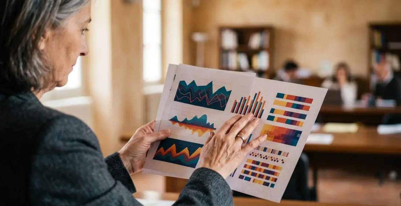 Professionista che analizza un attestato di prestazione energetica con grafici colorati