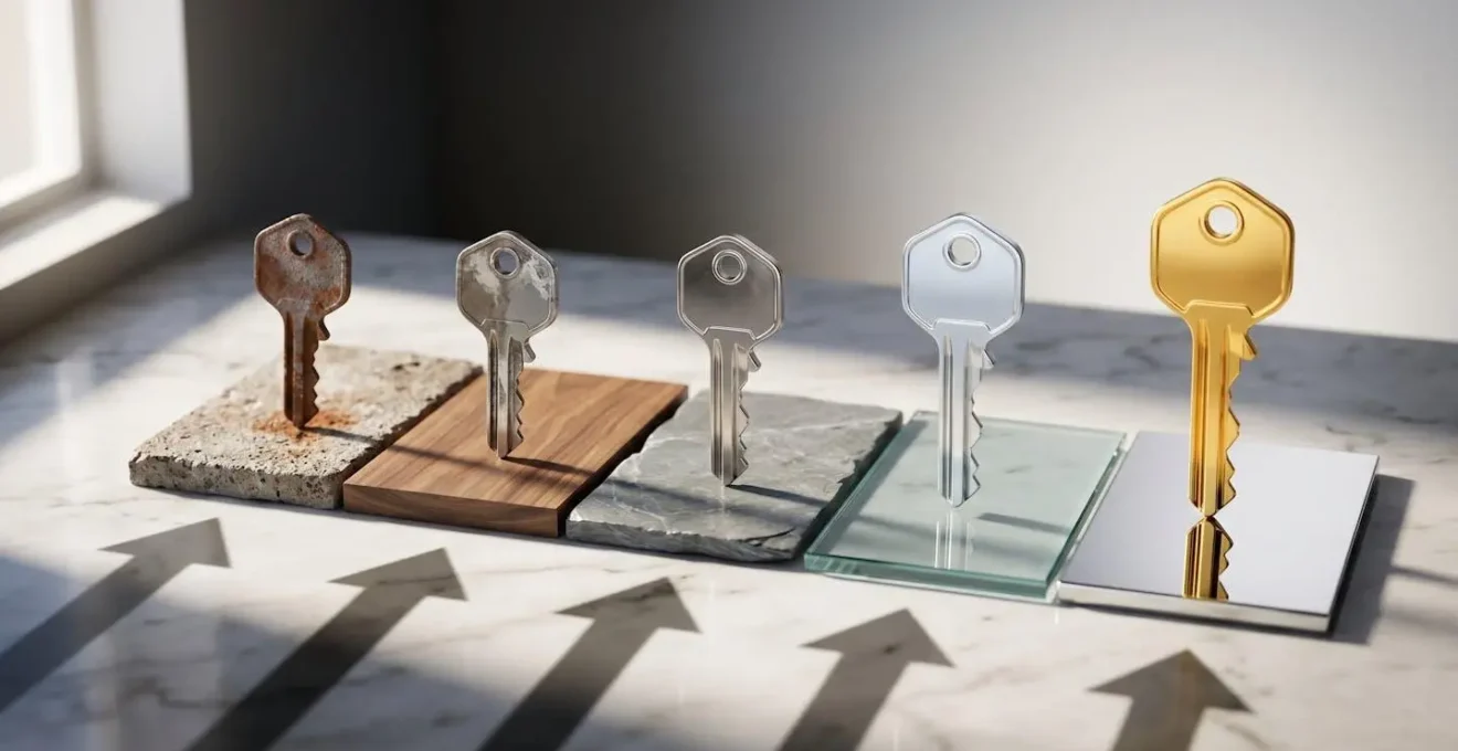 Sequenza visiva delle cinque fasi della strategia BRRRR per investimenti immobiliari