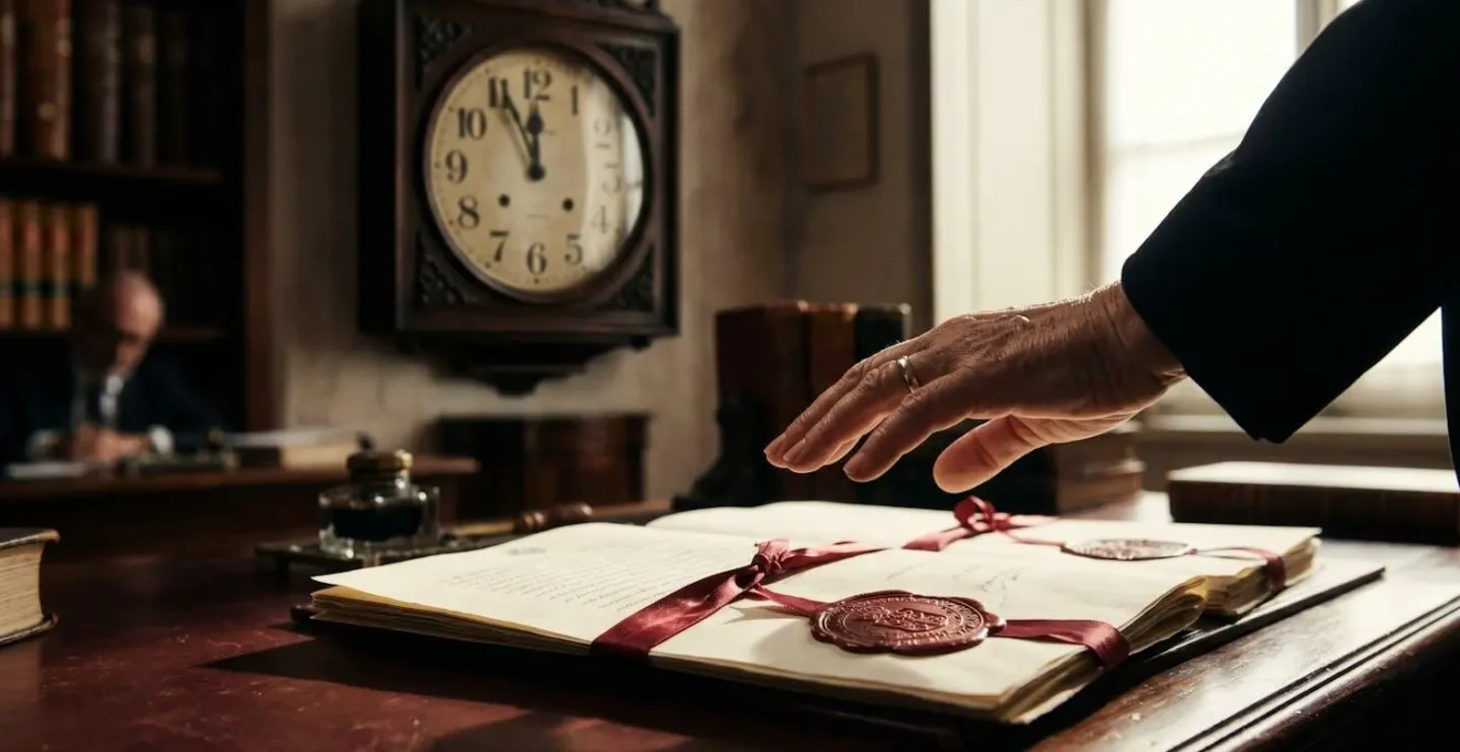 Studio notarile italiano con documenti e orologio che simboleggia la tempistica critica